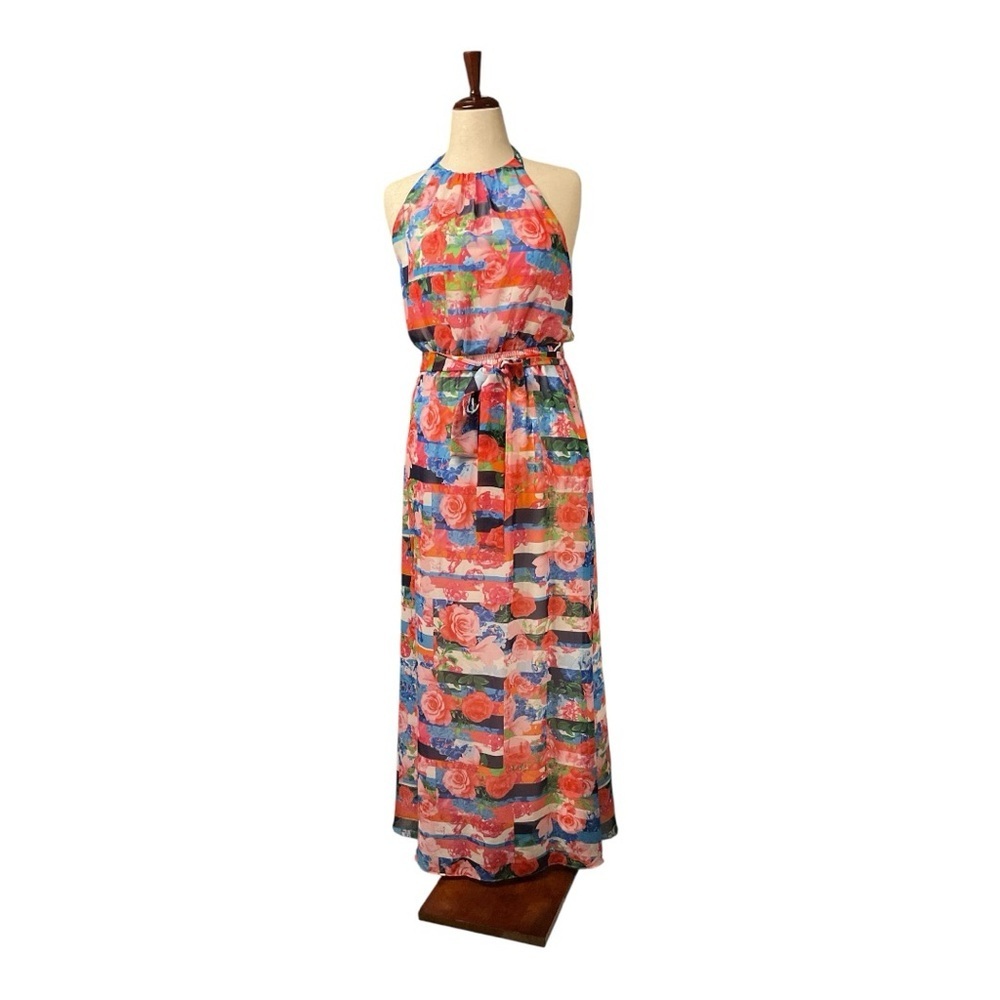 Jessica Simpson Women’ Halter Floral Maxi Dress Size 6 - Picture 1 of 9